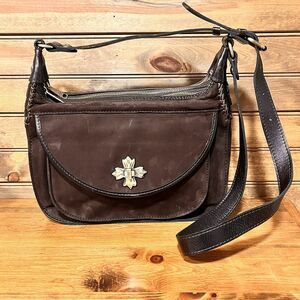 Patricia Nash Chocolate Brown Suede & Pebbled Leather Women’s Shoulder Purse
